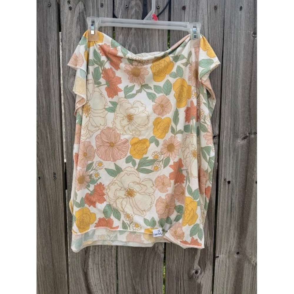 Floral Copper Pearl Nursing Cover Unisex OS Cream Bloom Multi-Use Stretchy Boho
